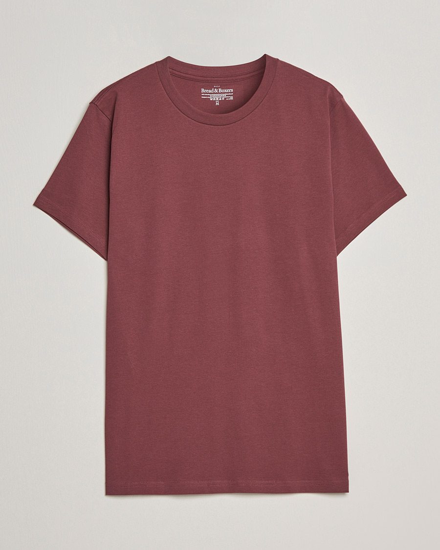 Hombres | Camisetas | Bread & Boxers | Heavy Cotton Crew Neck T-shirt Burgundy