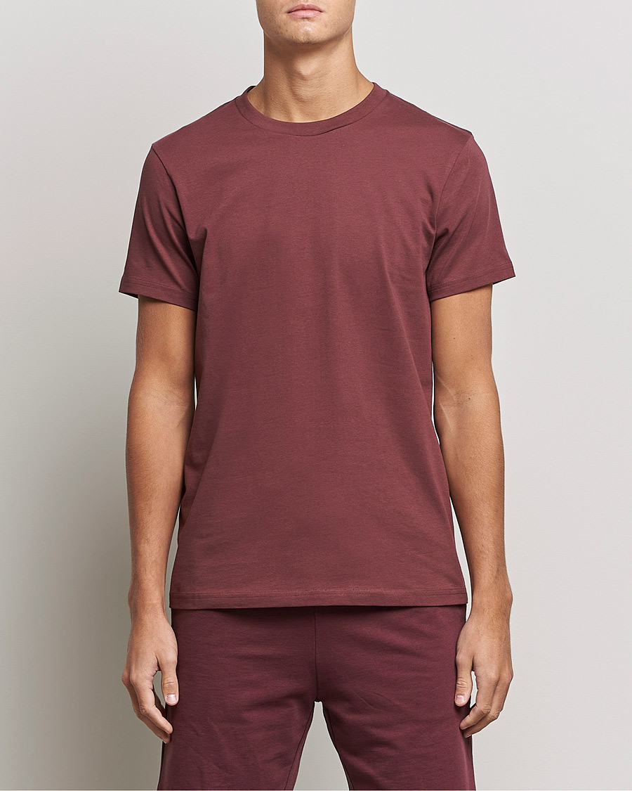 Hombres | Camisetas | Bread & Boxers | Heavy Cotton Crew Neck T-shirt Burgundy