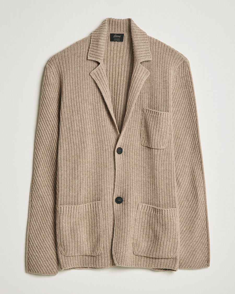 Hombres | Blazers | Brioni | Pure Cashmere Knitted Blazer Beige