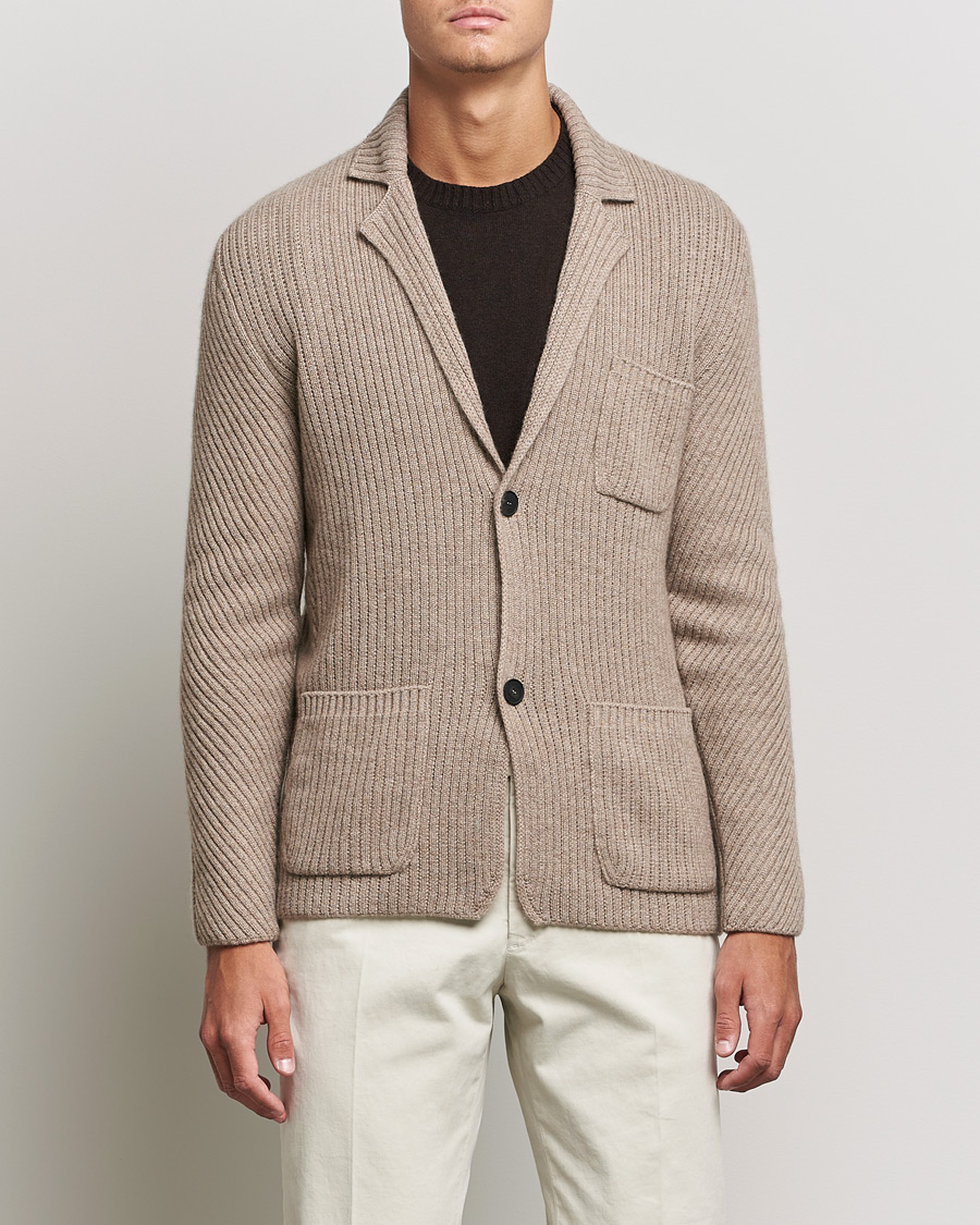 Hombres | Blazers | Brioni | Pure Cashmere Knitted Blazer Beige