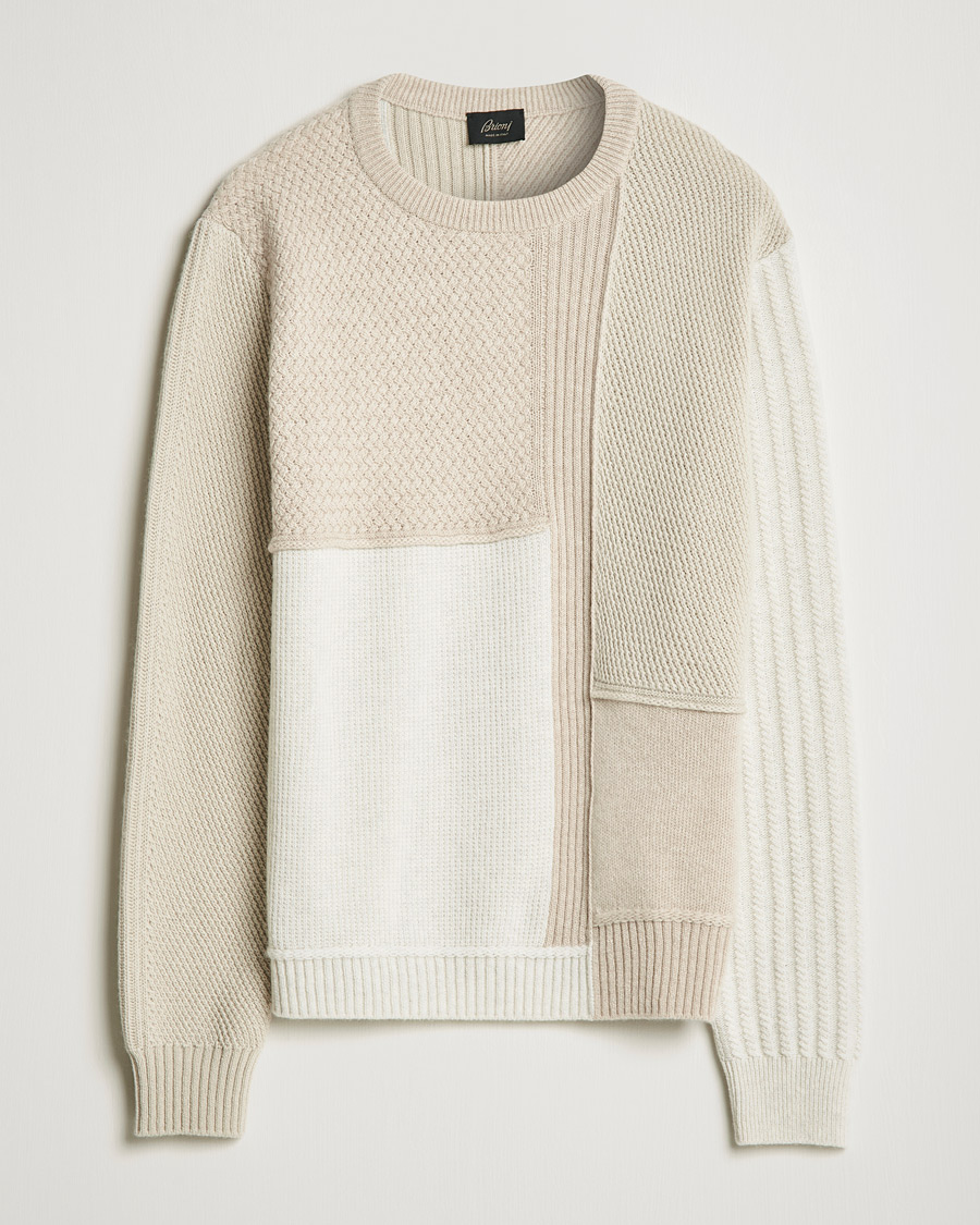 Hombres | Jerséis y prendas de punto | Brioni | Wool/Cashmere Patchwork Sweater Beige