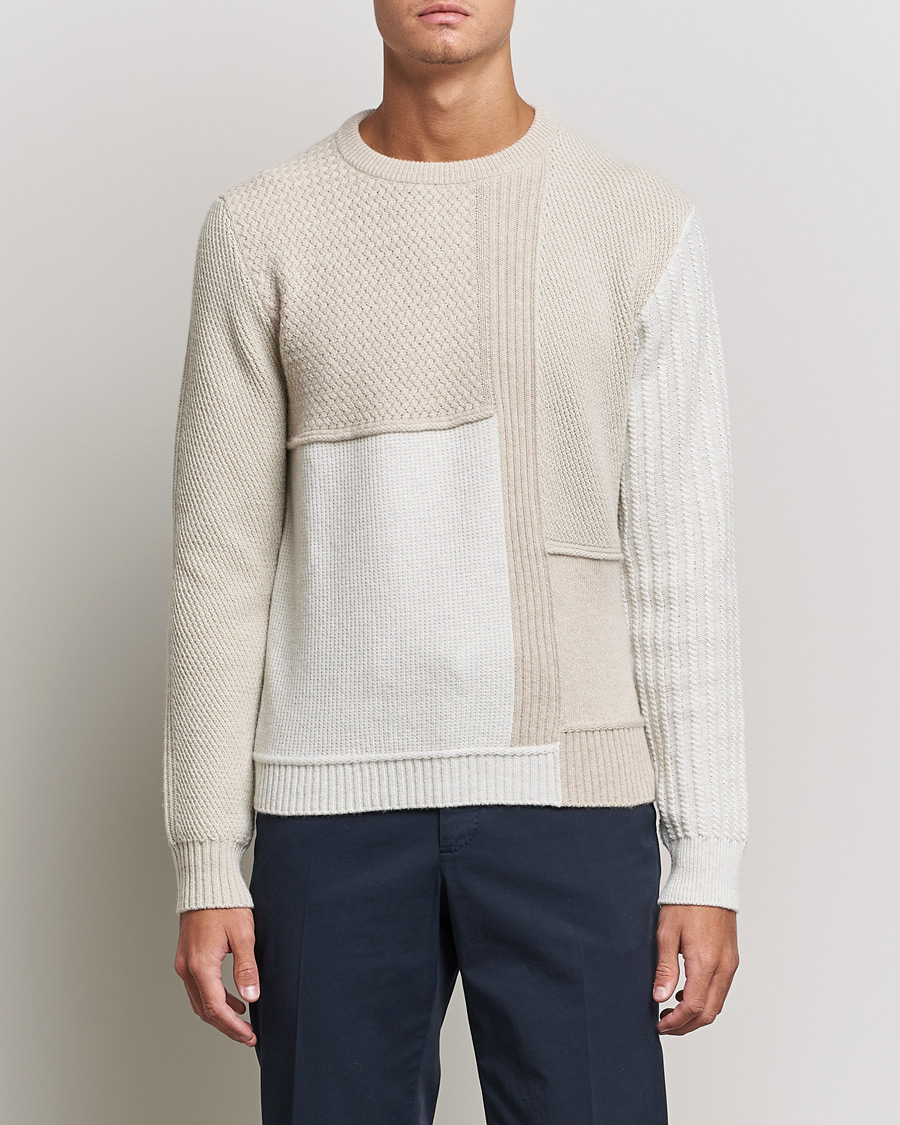 Hombres | Jerséis y prendas de punto | Brioni | Wool/Cashmere Patchwork Sweater Beige