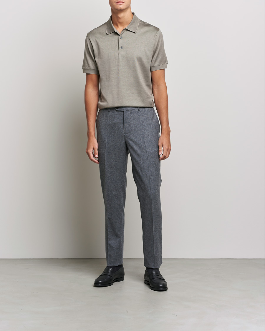 Hombres | Polos | Brioni | Cotton/Silk Short Sleeve Polo Beige