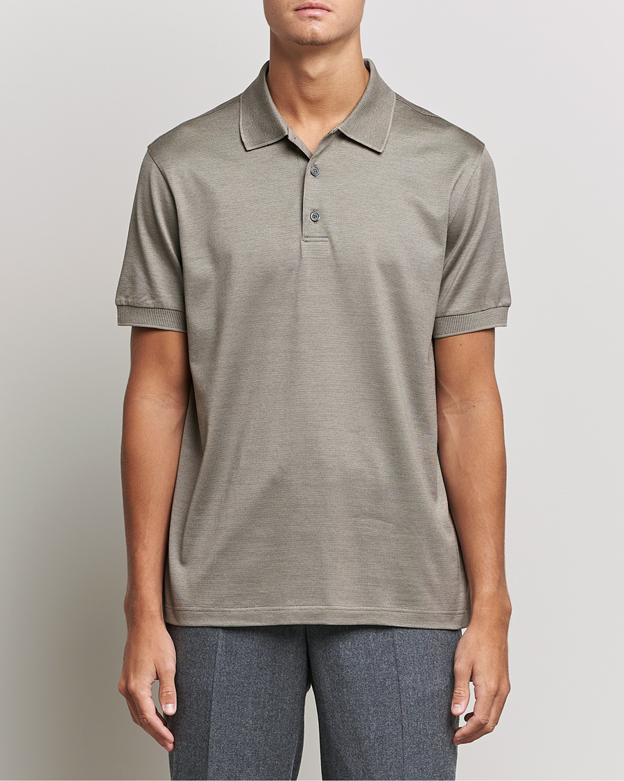 Hombres | Polos | Brioni | Cotton/Silk Short Sleeve Polo Beige