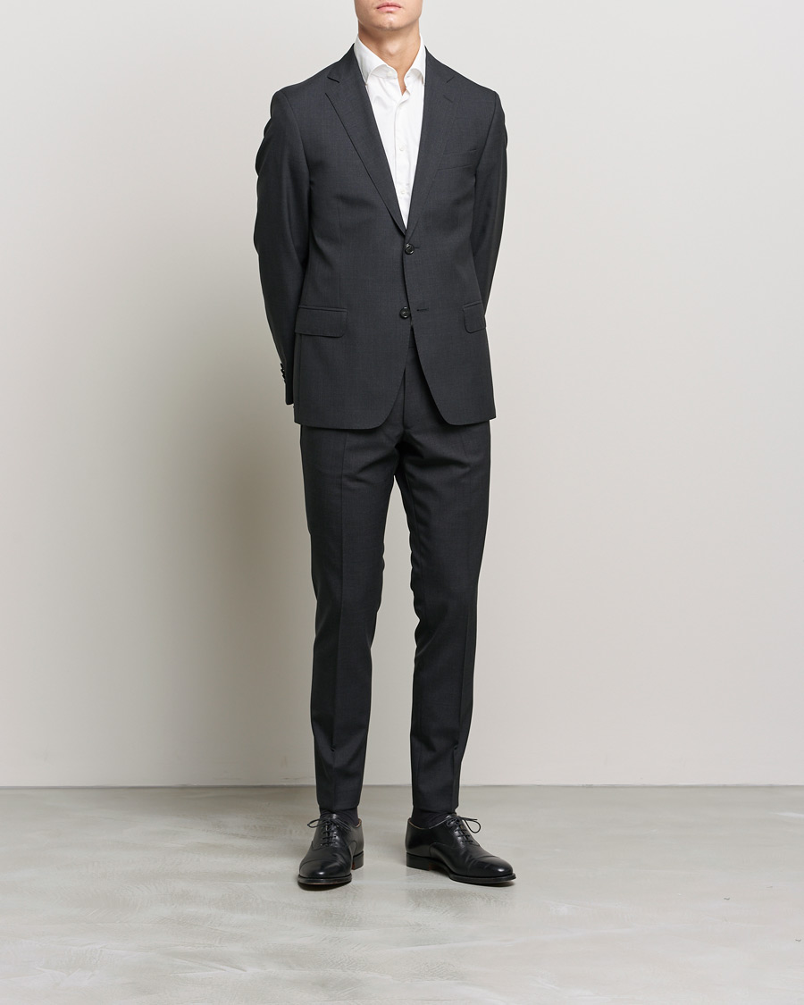 Hombres | Pantalones | Oscar Jacobson | Denz Super 120's Wool Trousers Grey