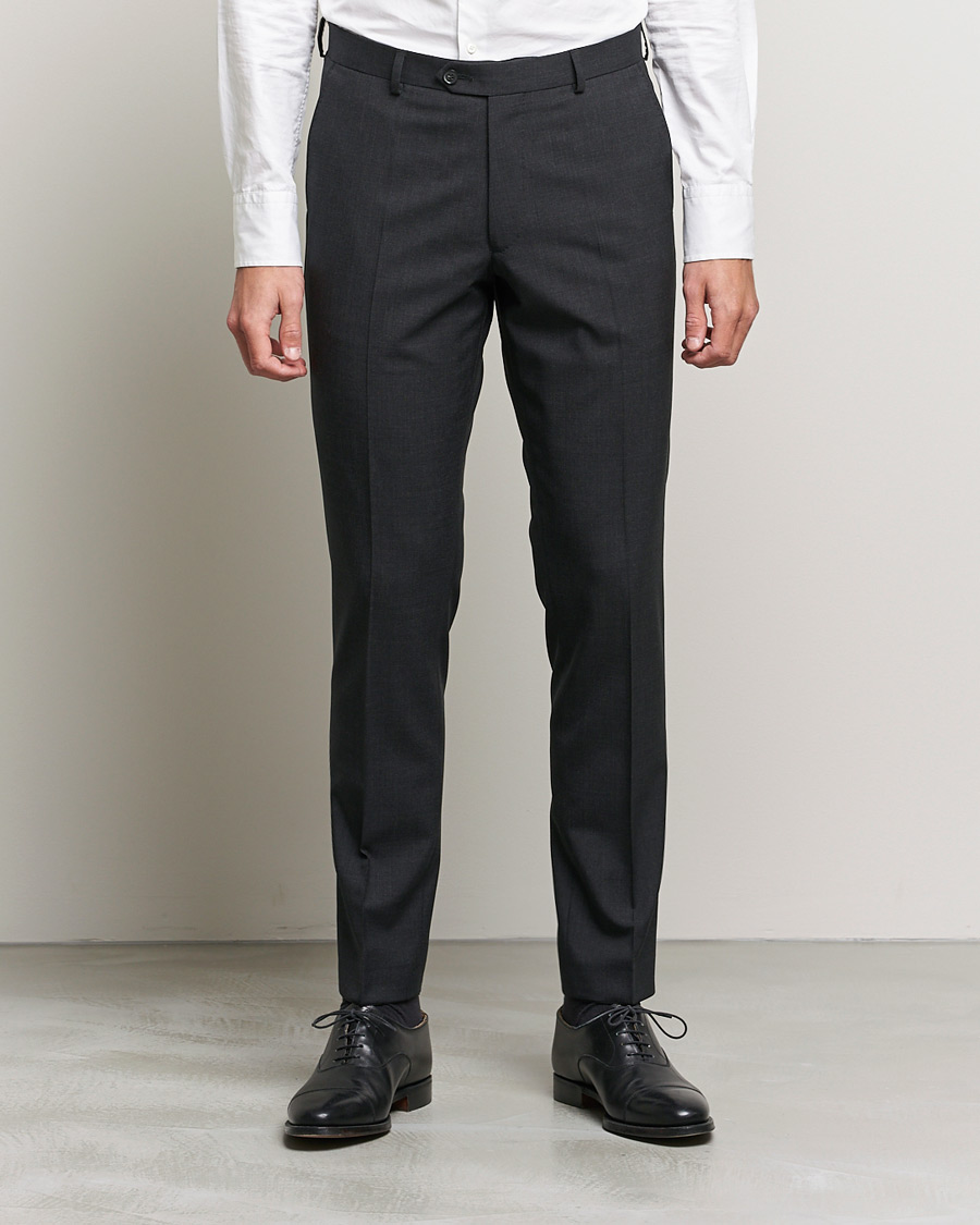 Hombres | Pantalones | Oscar Jacobson | Denz Super 120's Wool Trousers Grey
