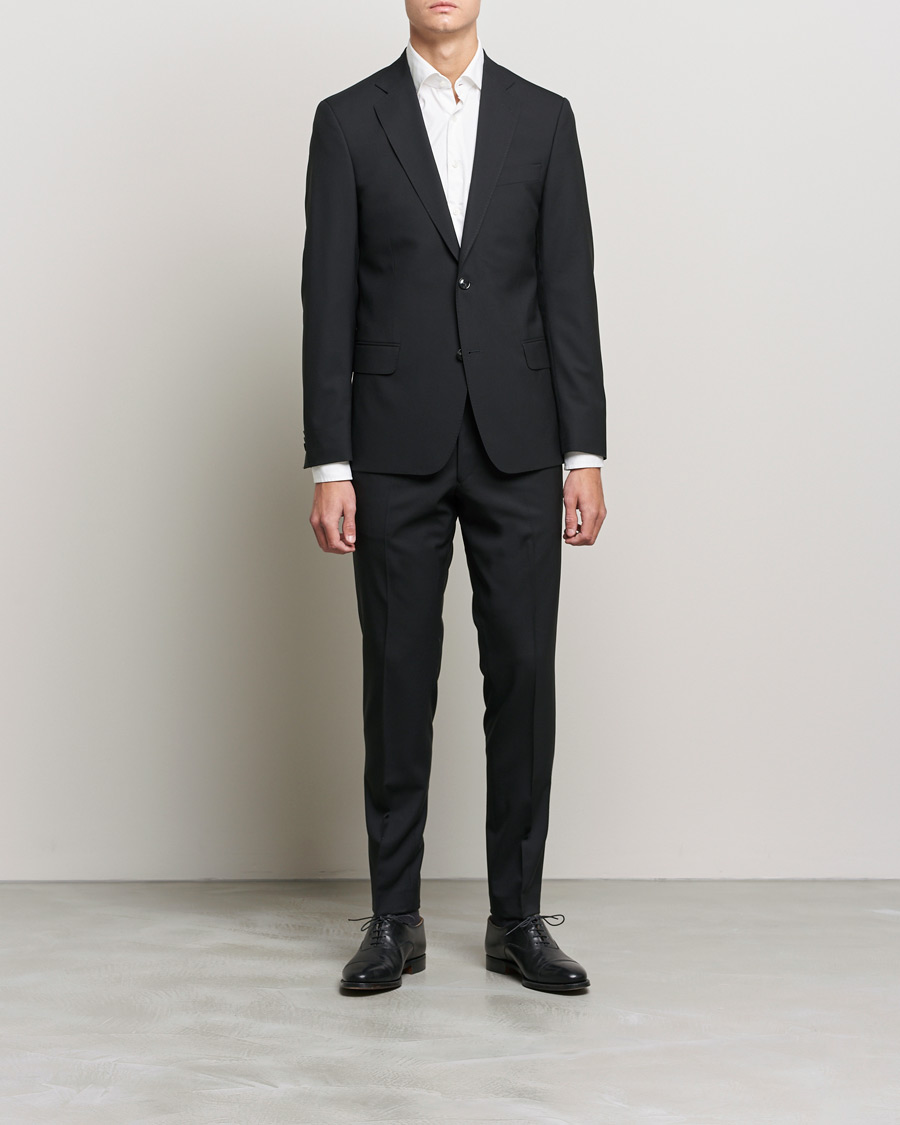 Hombres | Pantalones | Oscar Jacobson | Denz Super 120's Wool Trousers Black