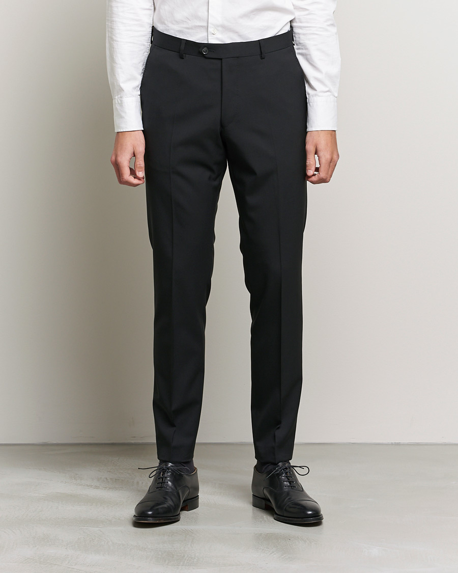 Hombres | Pantalones | Oscar Jacobson | Denz Super 120's Wool Trousers Black