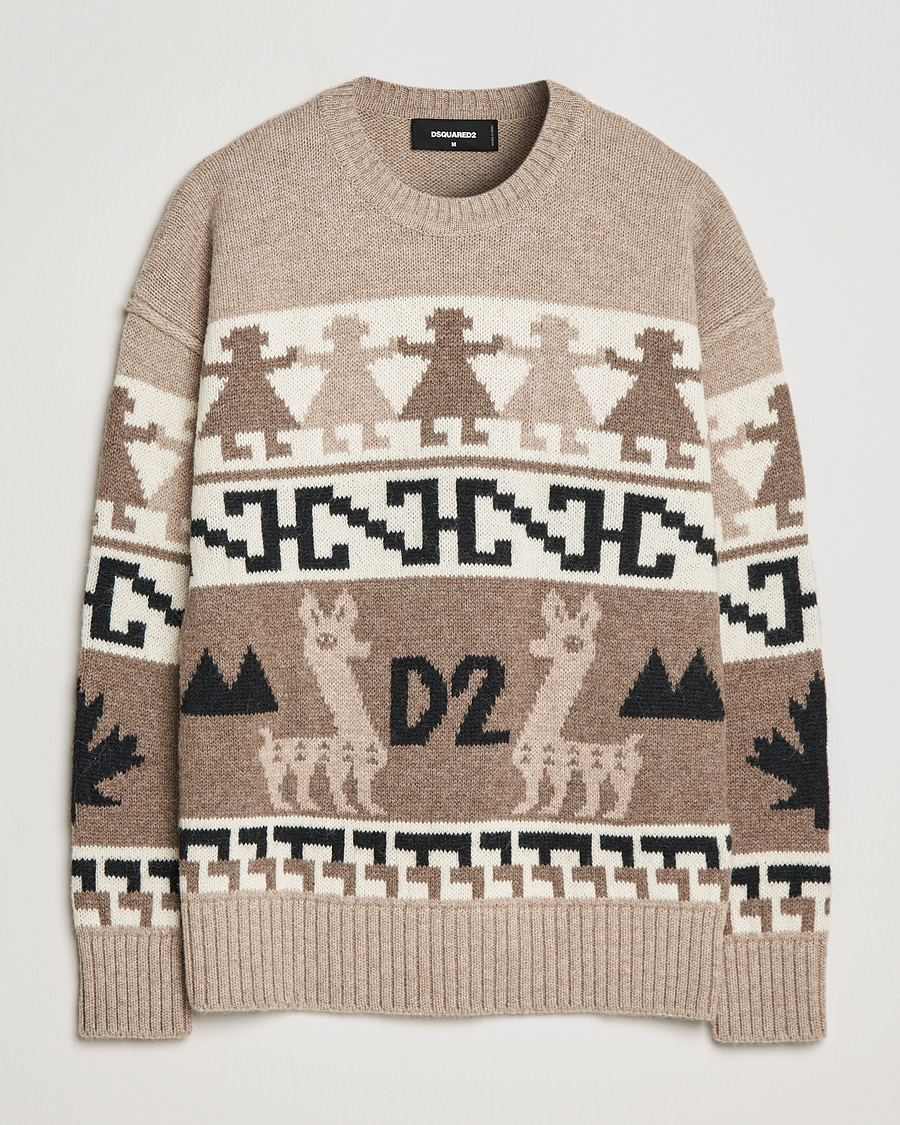 Hombres | Jerséis y prendas de punto | Dsquared2 | Llamas Heavy knitted Sweater Beige