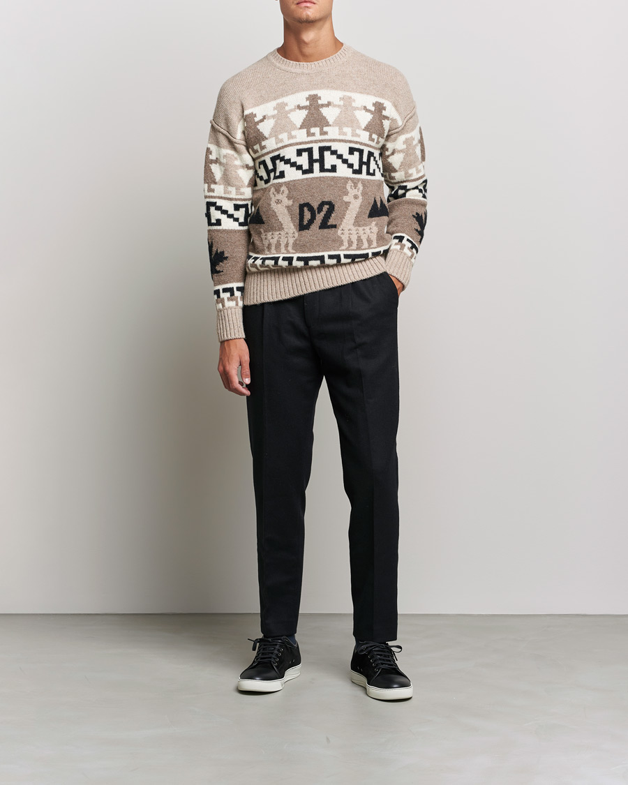 Hombres | Jerséis y prendas de punto | Dsquared2 | Llamas Heavy knitted Sweater Beige