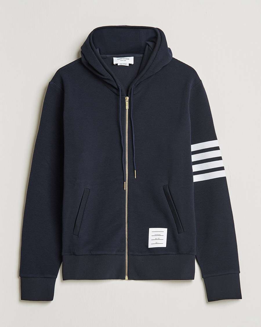 Hombres | Jerséis y prendas de punto | Thom Browne | Ottoman Rib Zip Hoodie Navy