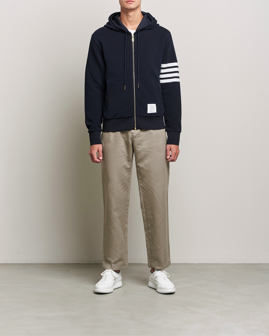 Hombres | Jerséis y prendas de punto | Thom Browne | Ottoman Rib Zip Hoodie Navy