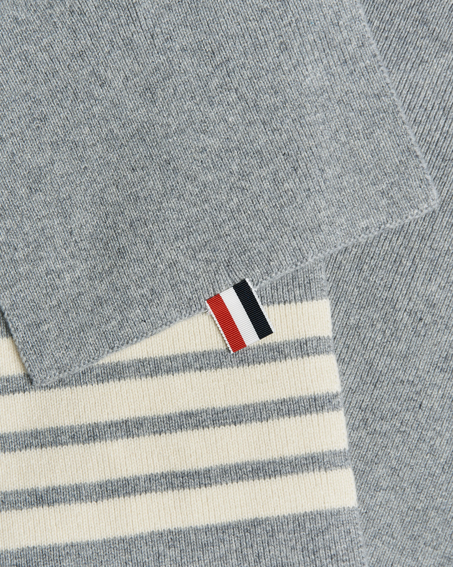 Hombres | Thom Browne Full Needle Rib Cashmere Scarf Light Grey | Thom Browne | Full Needle Rib Cashmere Scarf Light Grey