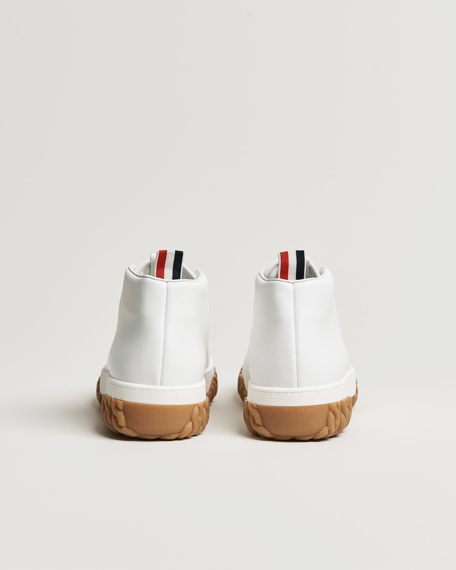 Hombres | Thom Browne Mid Top Court Sneaker White Calf | Thom Browne | Mid Top Court Sneaker White Calf