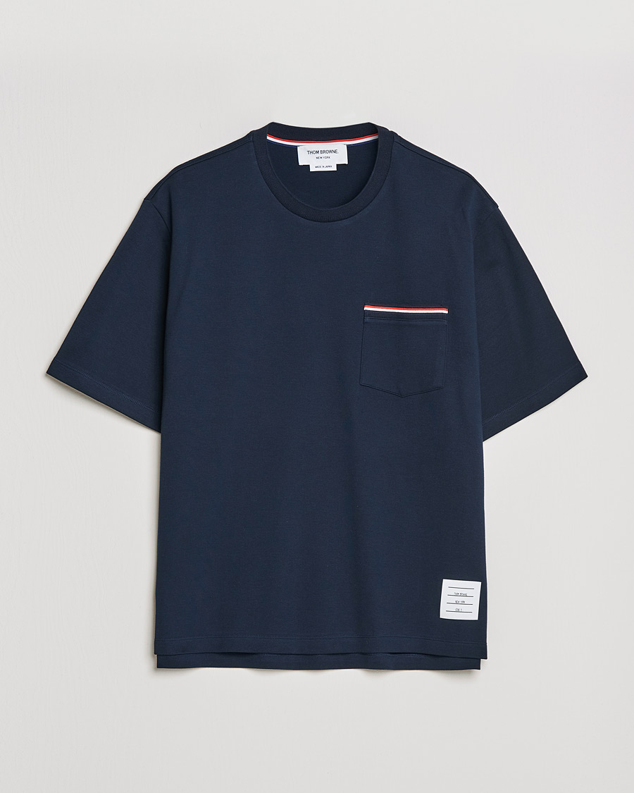 Hombres | Camisetas | Thom Browne | Oversize Pocket Stripe T-Shirt Navy