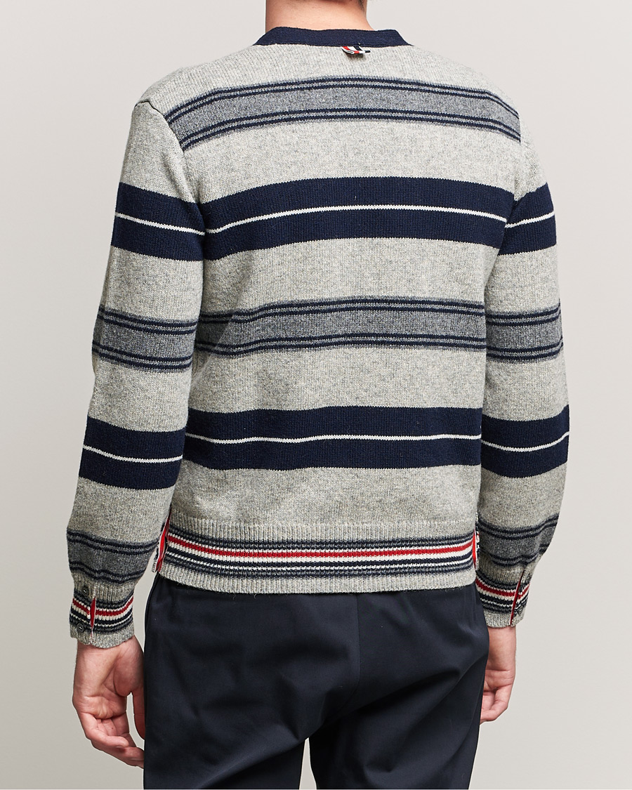 Hombres | Jerséis y prendas de punto | Thom Browne | Tartan Stripe Wool Cardigan Medium Grey