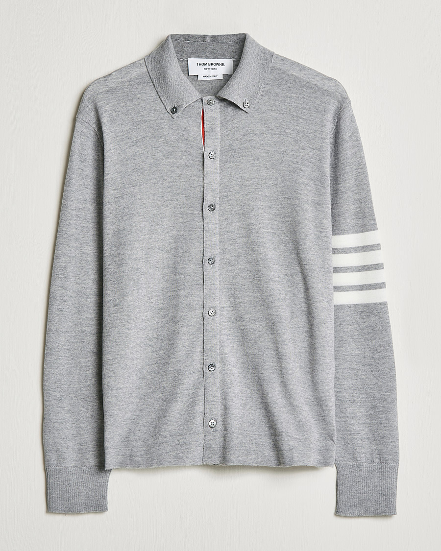 Hombres | Camisas | Thom Browne | Merino Wool Button Down Shirt Light Grey