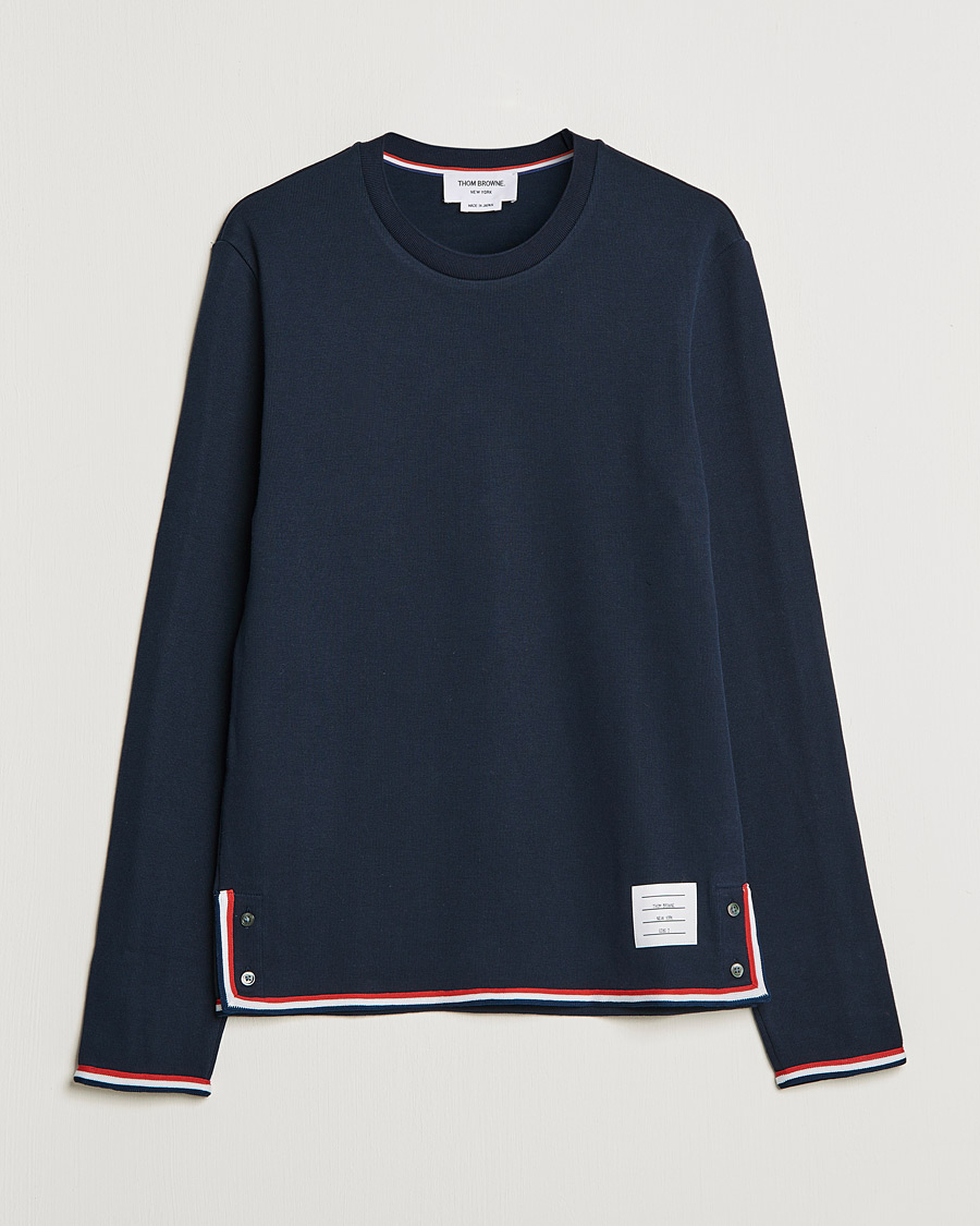 Hombres | Camisetas | Thom Browne | Long Sleeve Interlock T-Shirt Navy