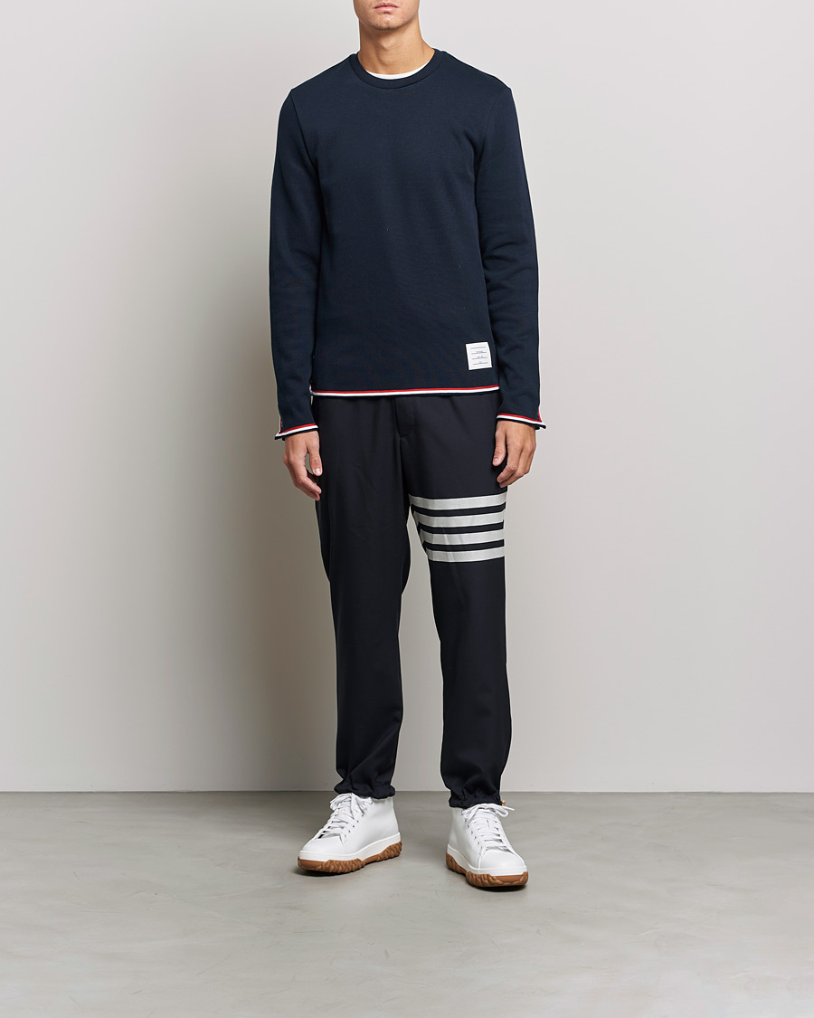 Hombres | Camisetas | Thom Browne | Long Sleeve Interlock T-Shirt Navy