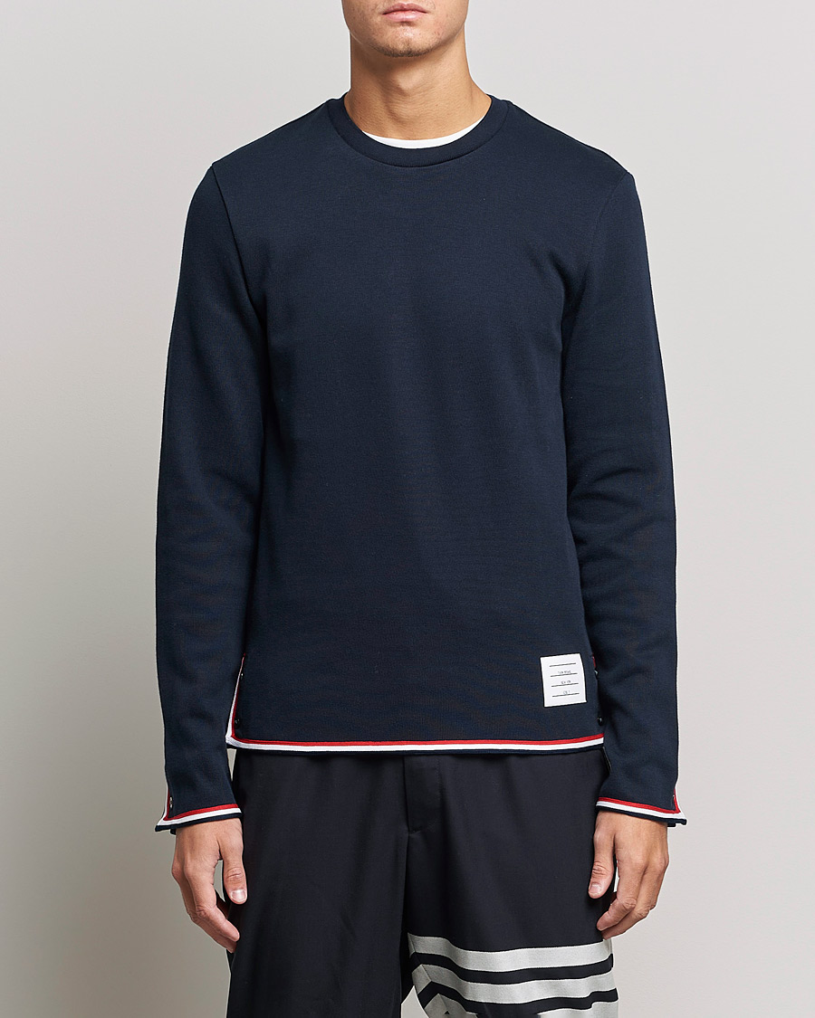 Hombres | Camisetas | Thom Browne | Long Sleeve Interlock T-Shirt Navy