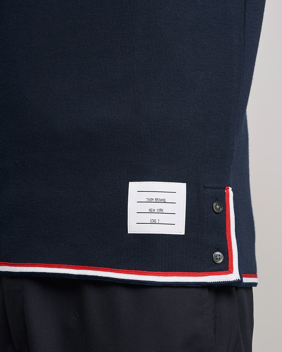 Hombres | Camisetas | Thom Browne | Long Sleeve Interlock T-Shirt Navy