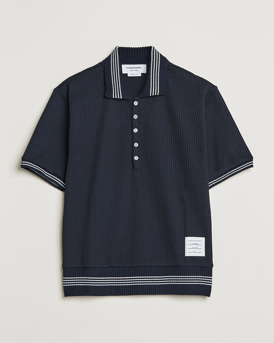 Hombres | Polos | Thom Browne | Rib Cuff Polo Navy