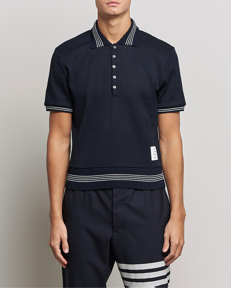 Hombres | Polos | Thom Browne | Rib Cuff Polo Navy