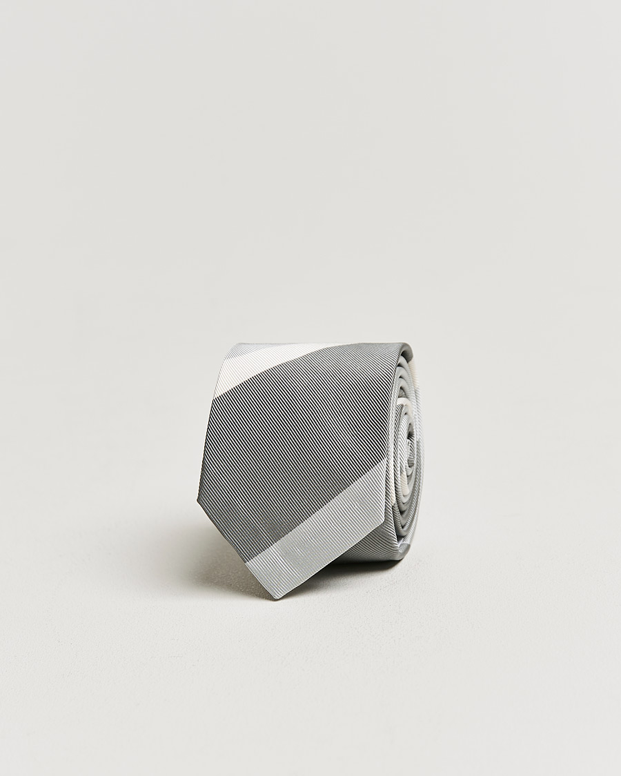 Hombres | Thom Browne Wide Rep Stripe Tie Medium Grey | Thom Browne | Wide Rep Stripe Tie Medium Grey