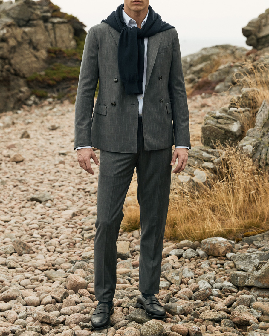 Hombres | Trajes | Giorgio Armani | Pinstripe Double Breasted Suit Grey