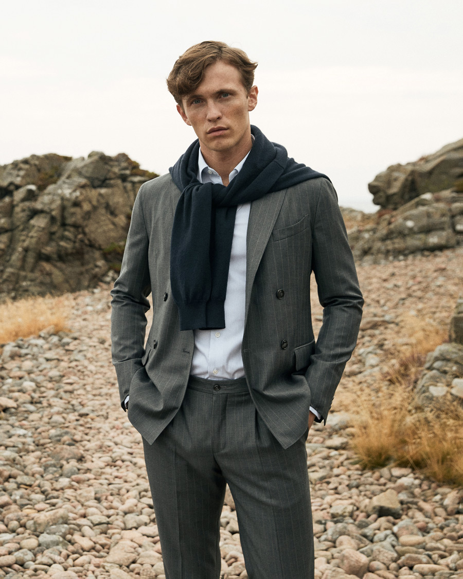 Hombres | Trajes | Giorgio Armani | Pinstripe Double Breasted Suit Grey