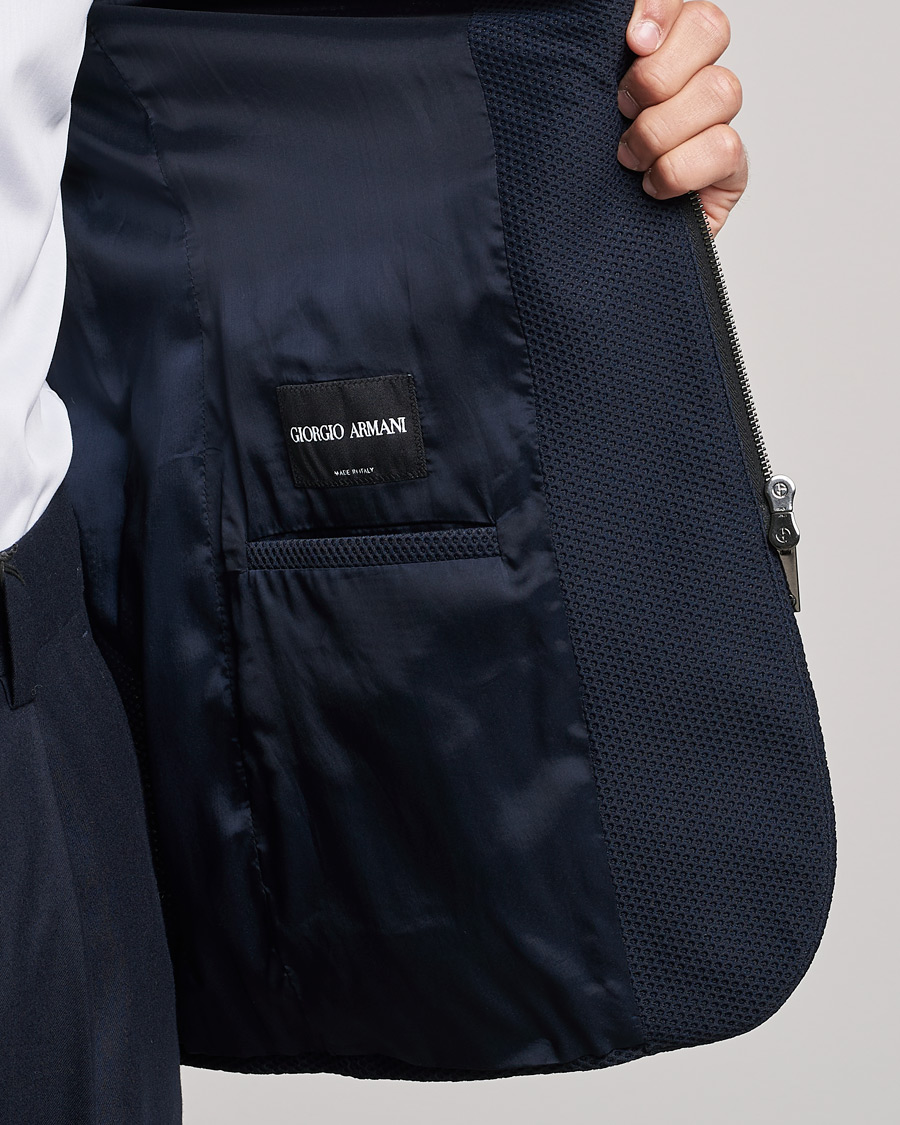 Hombres | Blazers | Giorgio Armani | Technical Mesh Zip Blazer Navy