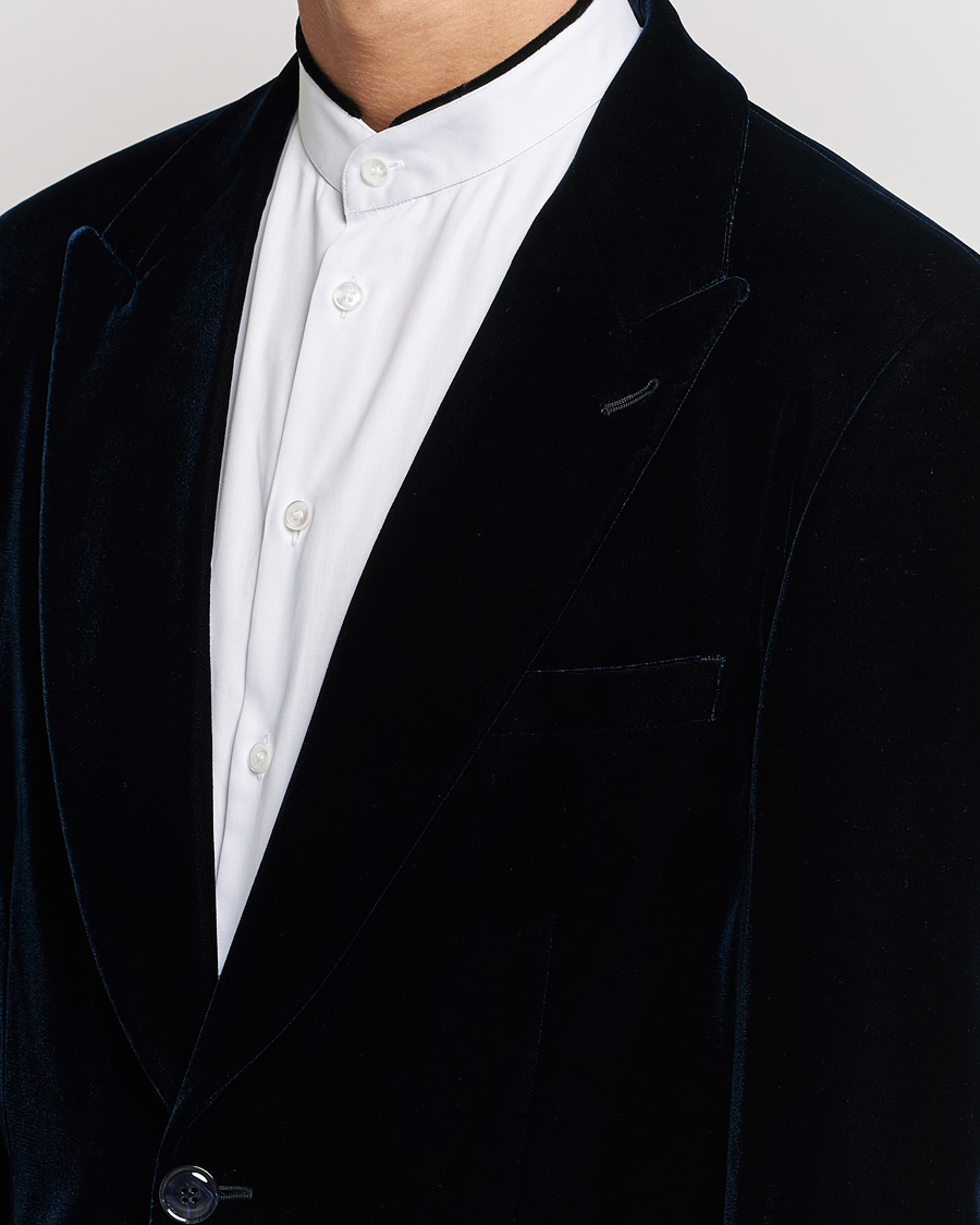 Hombres | Blazers | Giorgio Armani | Peak Lapel Velvet Blazer Navy