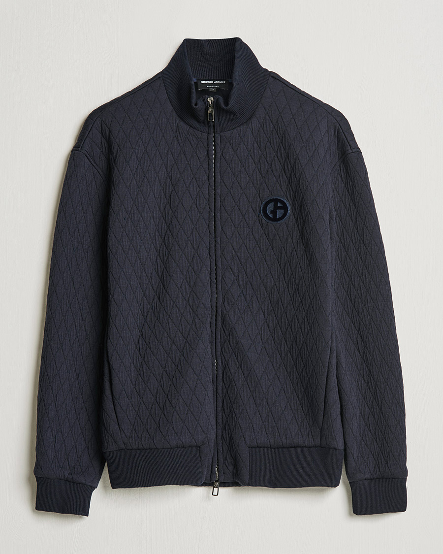 Hombres | Jerséis y prendas de punto | Giorgio Armani | Diamond Quilted Zip Sweater Navy