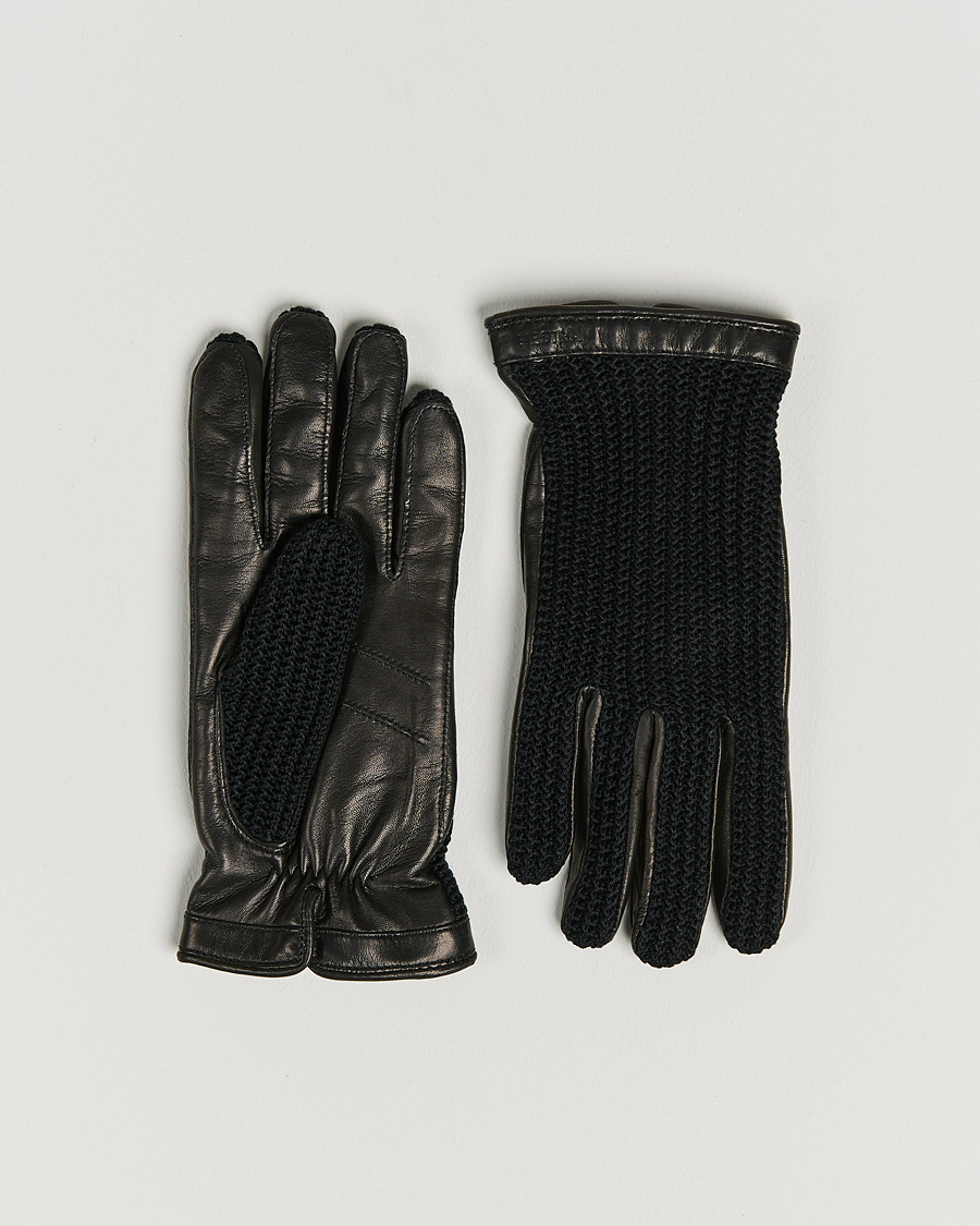 Hombres | Guantes | Hestra | Adam Crochet Wool Lined Glove Black