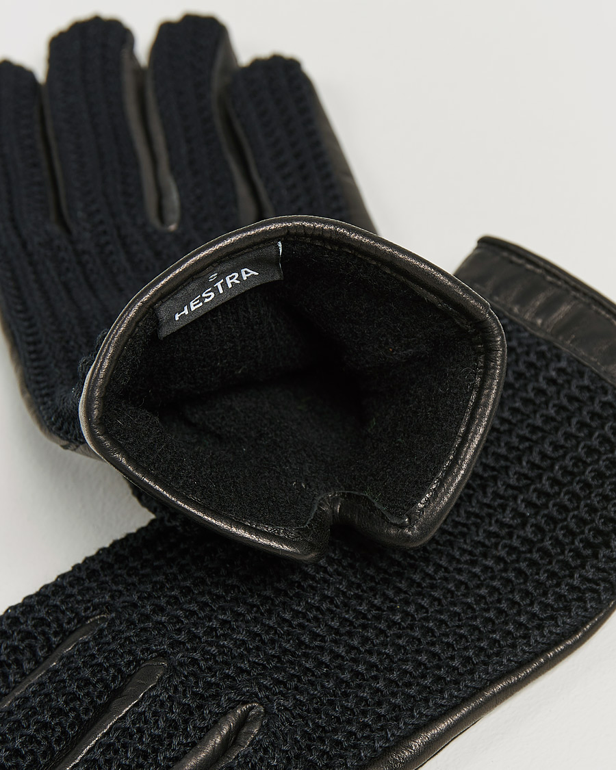 Men |  | Hestra | Adam Crochet Wool Lined Glove Black/Black