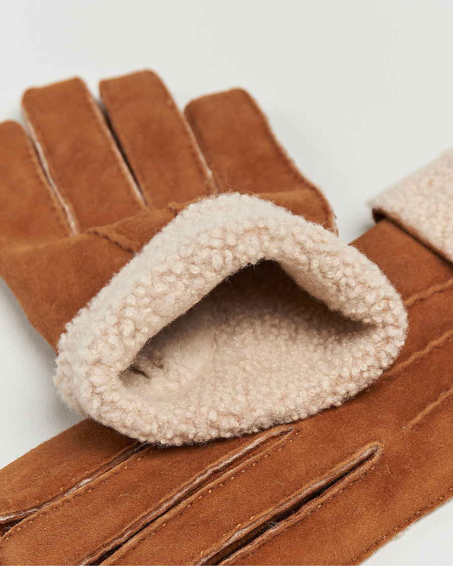 Hombres | Guantes | Hestra | Bernard Lambskin Suede Glove Cognac