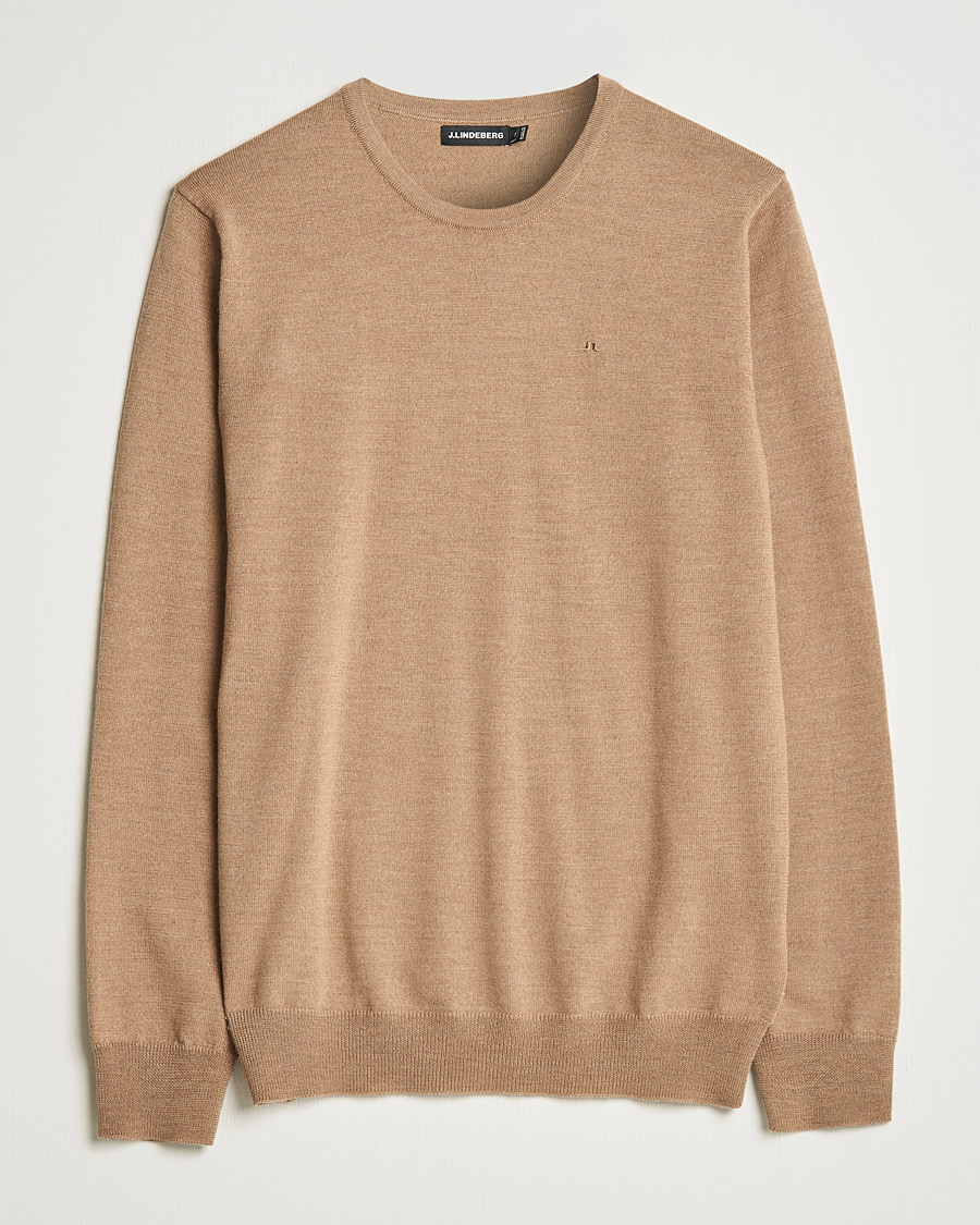 Hombres | Jerséis y prendas de punto | J.Lindeberg | Lyle True Merino Crew Neck Pullover Tiger Brown