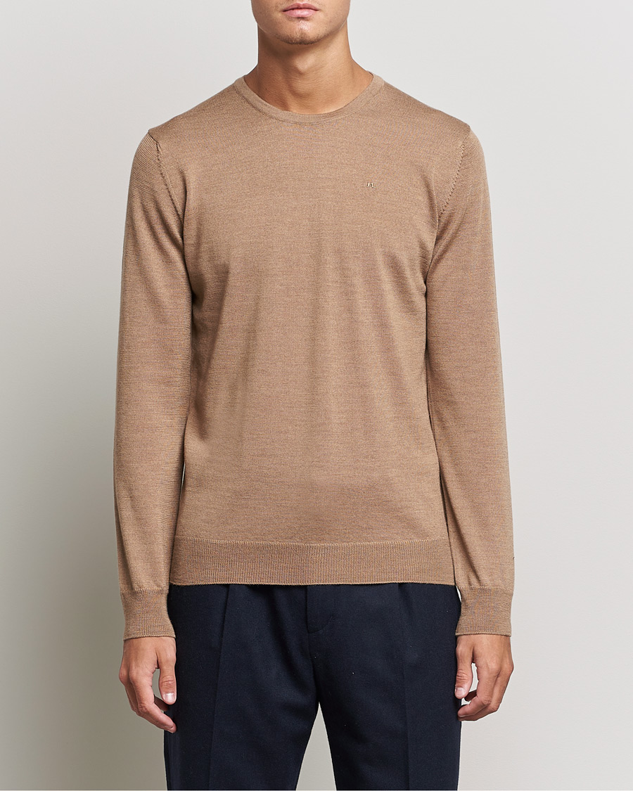 Hombres | Jerséis y prendas de punto | J.Lindeberg | Lyle True Merino Crew Neck Pullover Tiger Brown