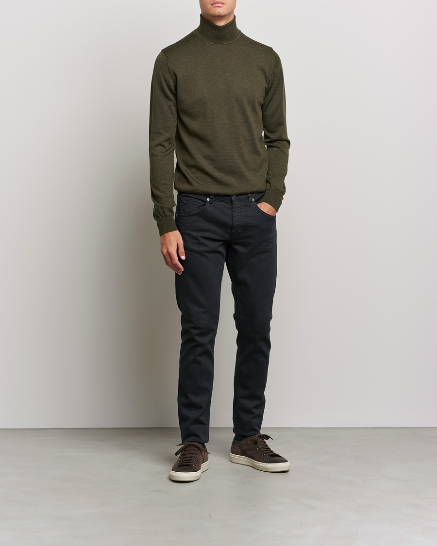 Hombres | Jerséis y prendas de punto | J.Lindeberg | Lyd True Merino Polo Forest Green