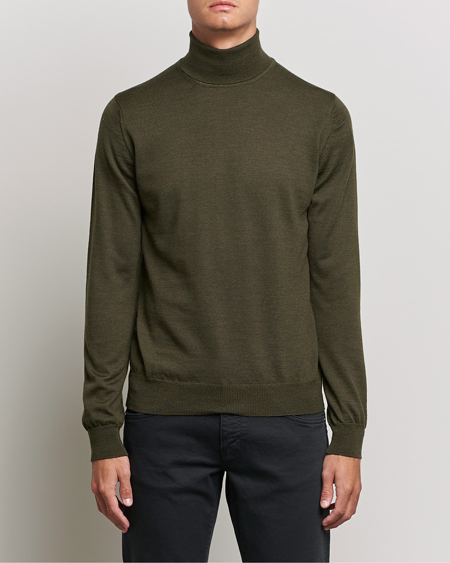 Hombres | Jerséis y prendas de punto | J.Lindeberg | Lyd True Merino Polo Forest Green
