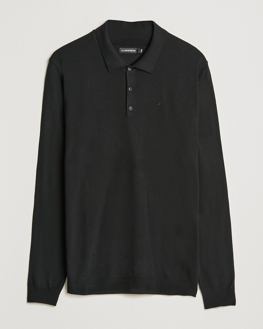 Hombres | Jerséis y prendas de punto | J.Lindeberg | Noel True Merino Poloshirt Black