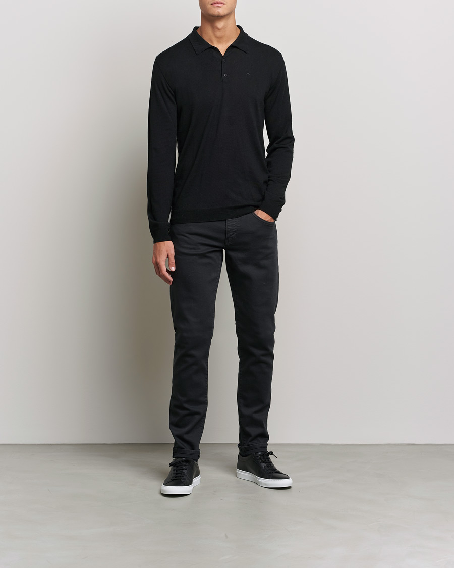 Hombres | Jerséis y prendas de punto | J.Lindeberg | Noel True Merino Poloshirt Black