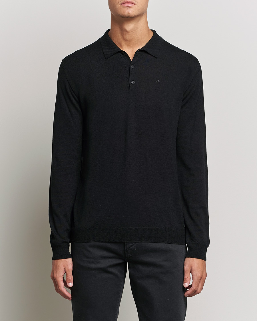 Hombres | Jerséis y prendas de punto | J.Lindeberg | Noel True Merino Poloshirt Black
