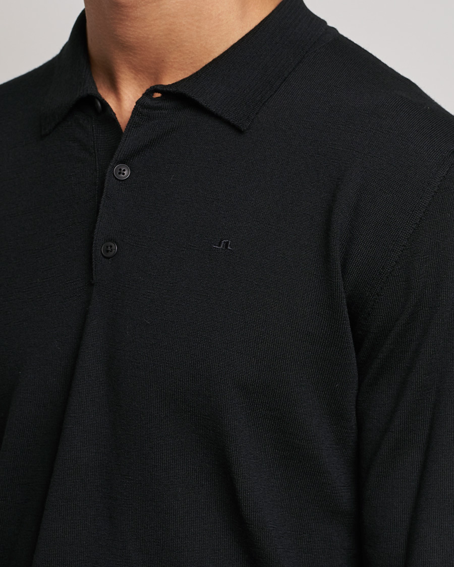 Hombres | Jerséis y prendas de punto | J.Lindeberg | Noel True Merino Poloshirt Black