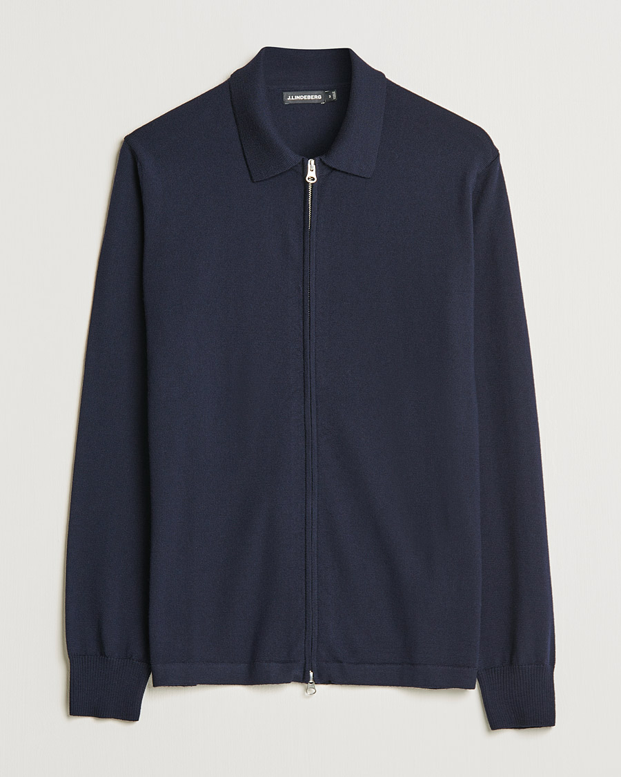 Hombres | Jerséis y prendas de punto | J.Lindeberg | Nyle True Merino Zip Cardigan Navy
