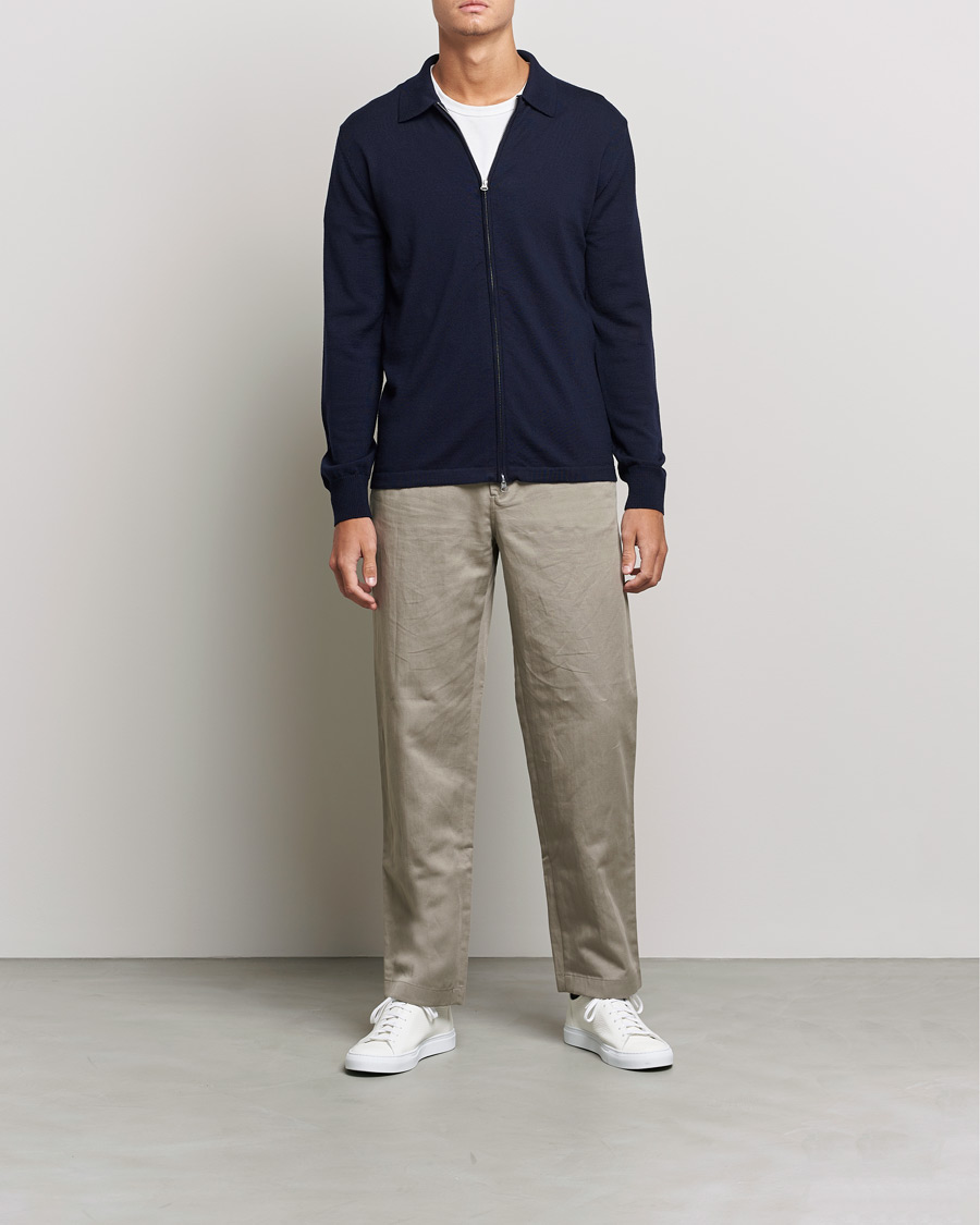 Hombres | Jerséis y prendas de punto | J.Lindeberg | Nyle True Merino Zip Cardigan Navy