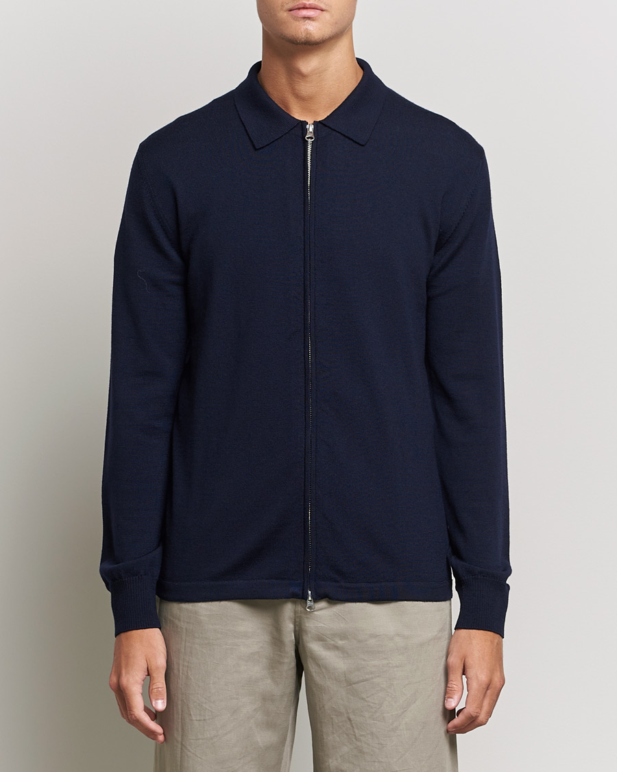 Hombres | Jerséis y prendas de punto | J.Lindeberg | Nyle True Merino Zip Cardigan Navy