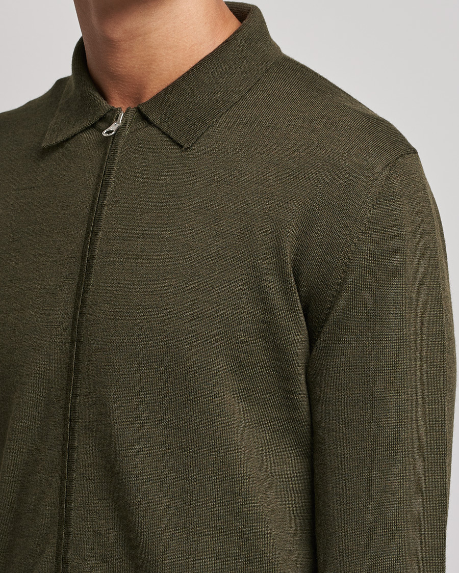 Hombres | Jerséis y prendas de punto | J.Lindeberg | Nyle True Merino Zip Cardigan Forest Green