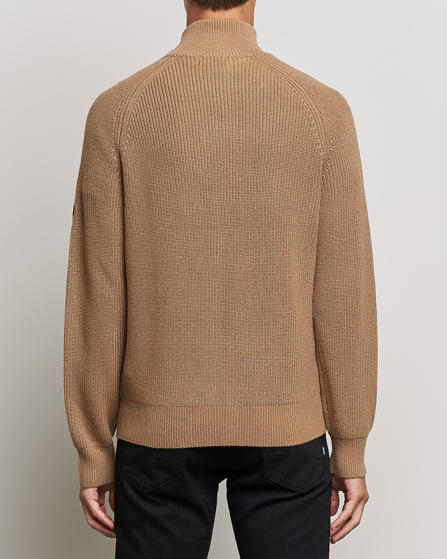 Hombres | Jerséis y prendas de punto | J.Lindeberg | Kyler Wool Blend Zip Tiger Brown