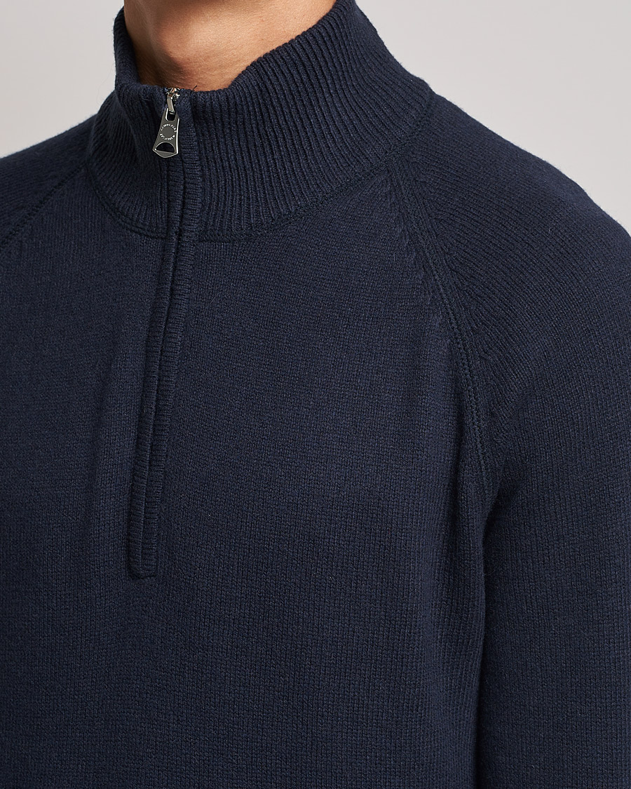 Hombres | Jerséis y prendas de punto | J.Lindeberg | Collin Cashmere/Wool Knitted Half Zip Navy